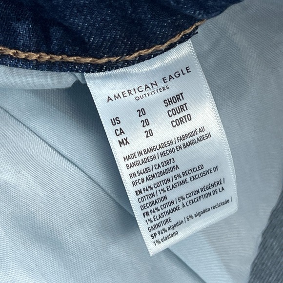 NEW American Eagle Curvy Straight Jeans Women's 20 Short Dark Blue Denim Stretch - Picture 5 of 16